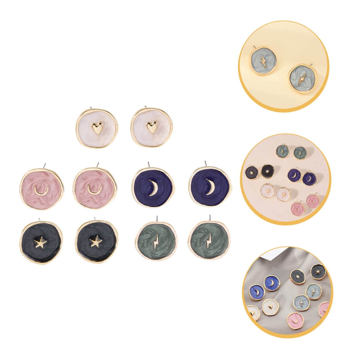 GALPADA Orecchini Con Stella Lunare Orecchini Da Donna Porta Charm Per Collana Di Dichiarazione Per Le Donne a Bottone Di Gioiello Lega