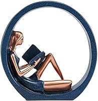 EKDJKK Resin Yoga Girl Reading Book Figurine - Handmade Bookshelf Sculpture for Home Office Decor & Gifts