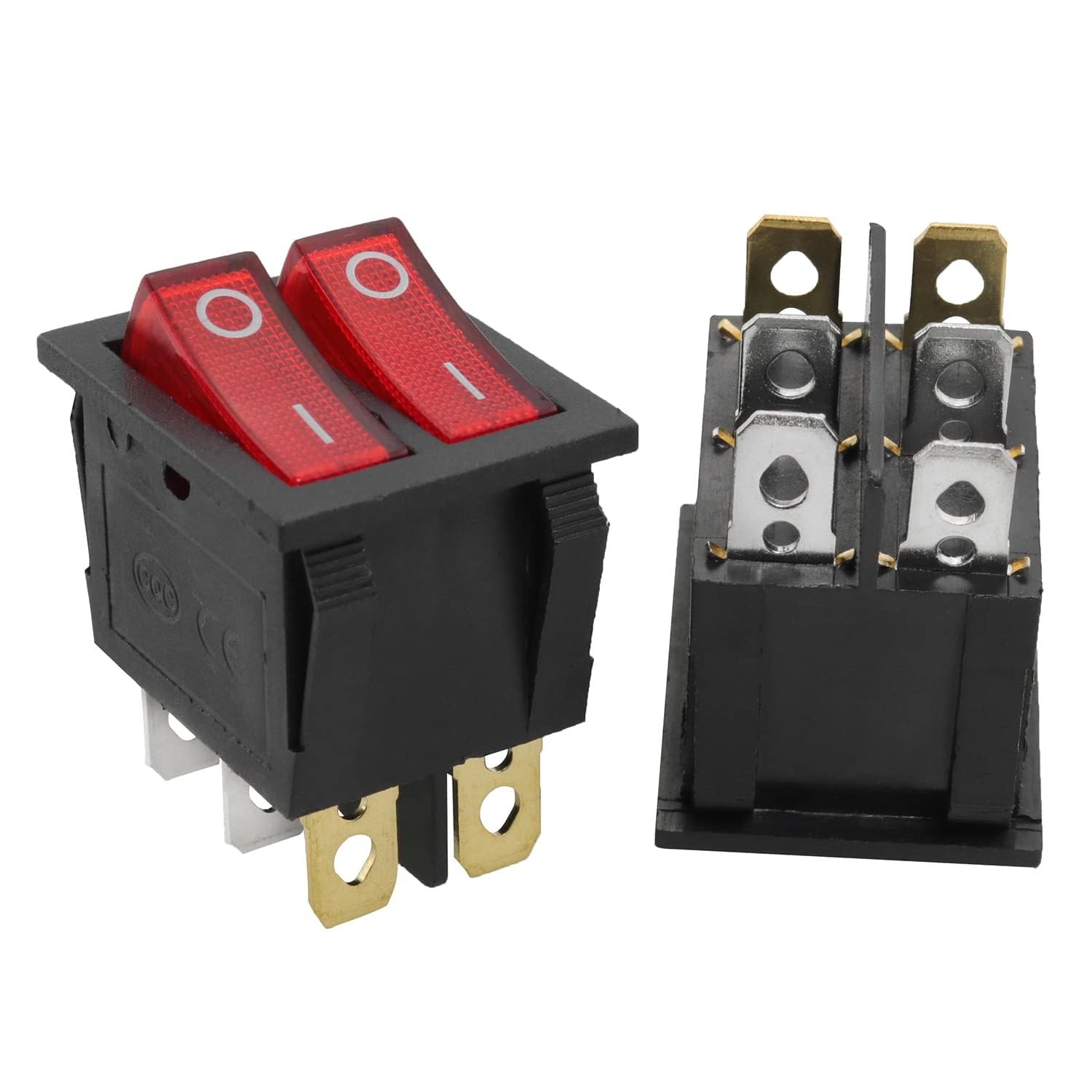 #US 2PCS Double Red Light 6 Pin ON/Off 2 Way Boat AC20A /...