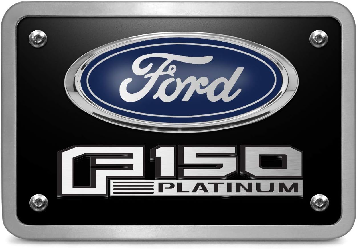 iPick Image Made for Ford F-150 Platinum 3D Black 3/8" Thick Solid Billet Aluminum Tow Hitch Cover