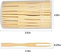 Vista 5 de Dongming Tenedores de bambú en miniatura para aperitivos (110 unidades, 3.5 pulgadas, doble punta, biodegradables)