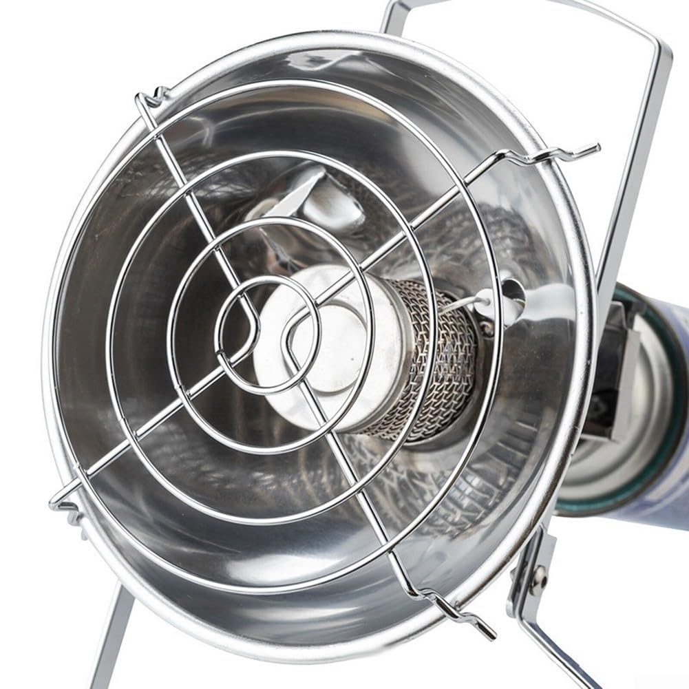 Stufa a gas portatile per uso esterno – Riscaldatore a gas propano butano con uscita 1,0 kW, fornello da campeggio in acciaio inox, compatto, 15,5 x 15,5 x 22,1 cm