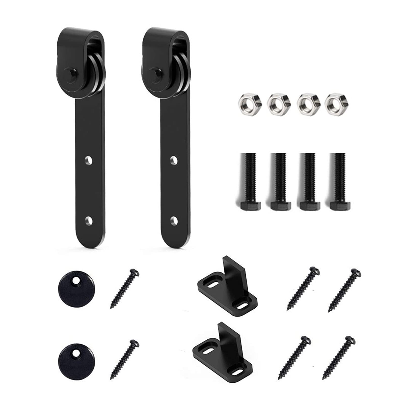 Cabinet Sliding Drzwi Barn Track Hardware Drewno Szyna Carbon Steel System Slide Roller Caps End Guide Kit,Płynny poślizg