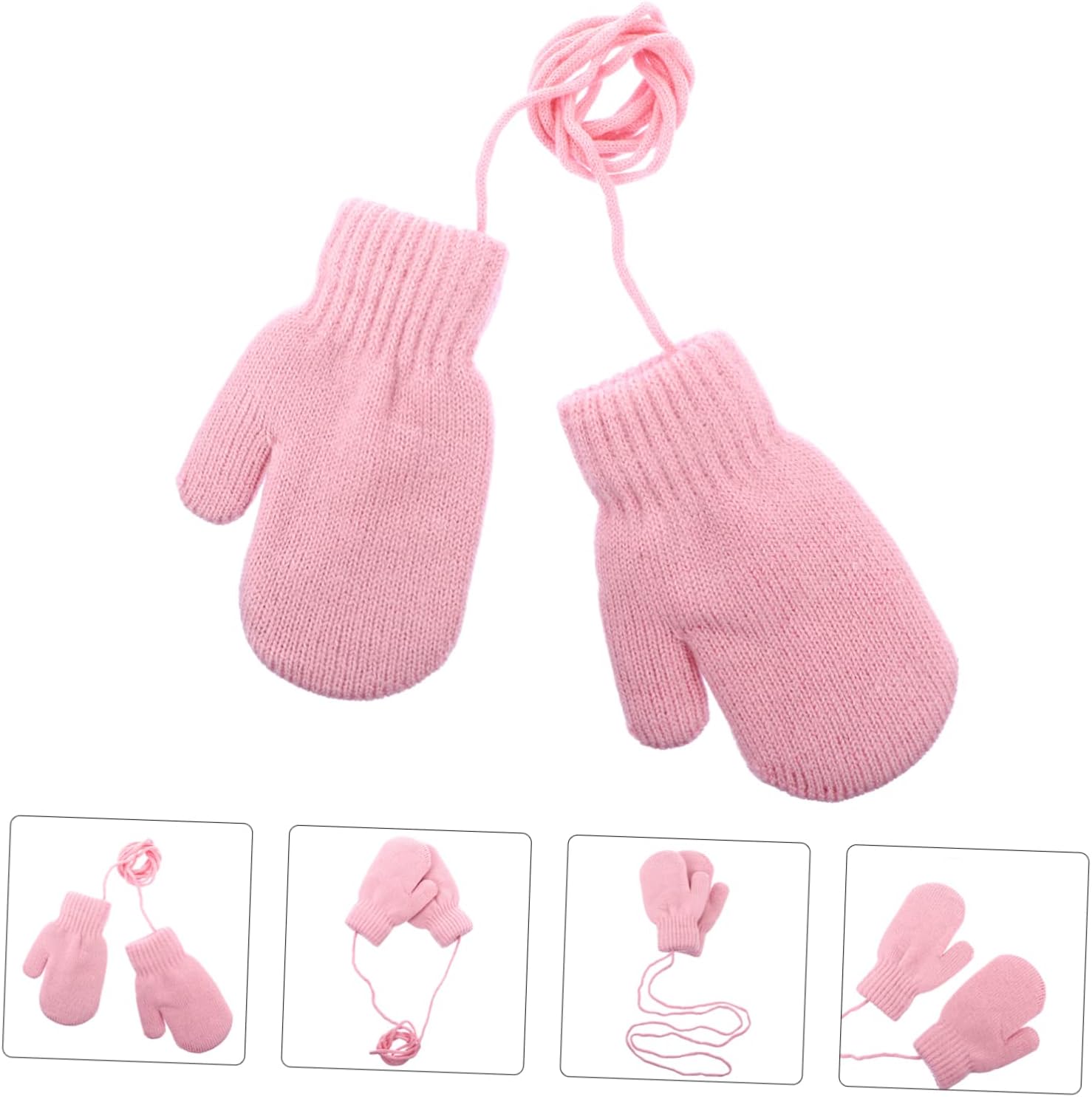Boy Girl Winter Gloves Boys and Girls Fleece Hanging Rope Mittens for Cold Weather