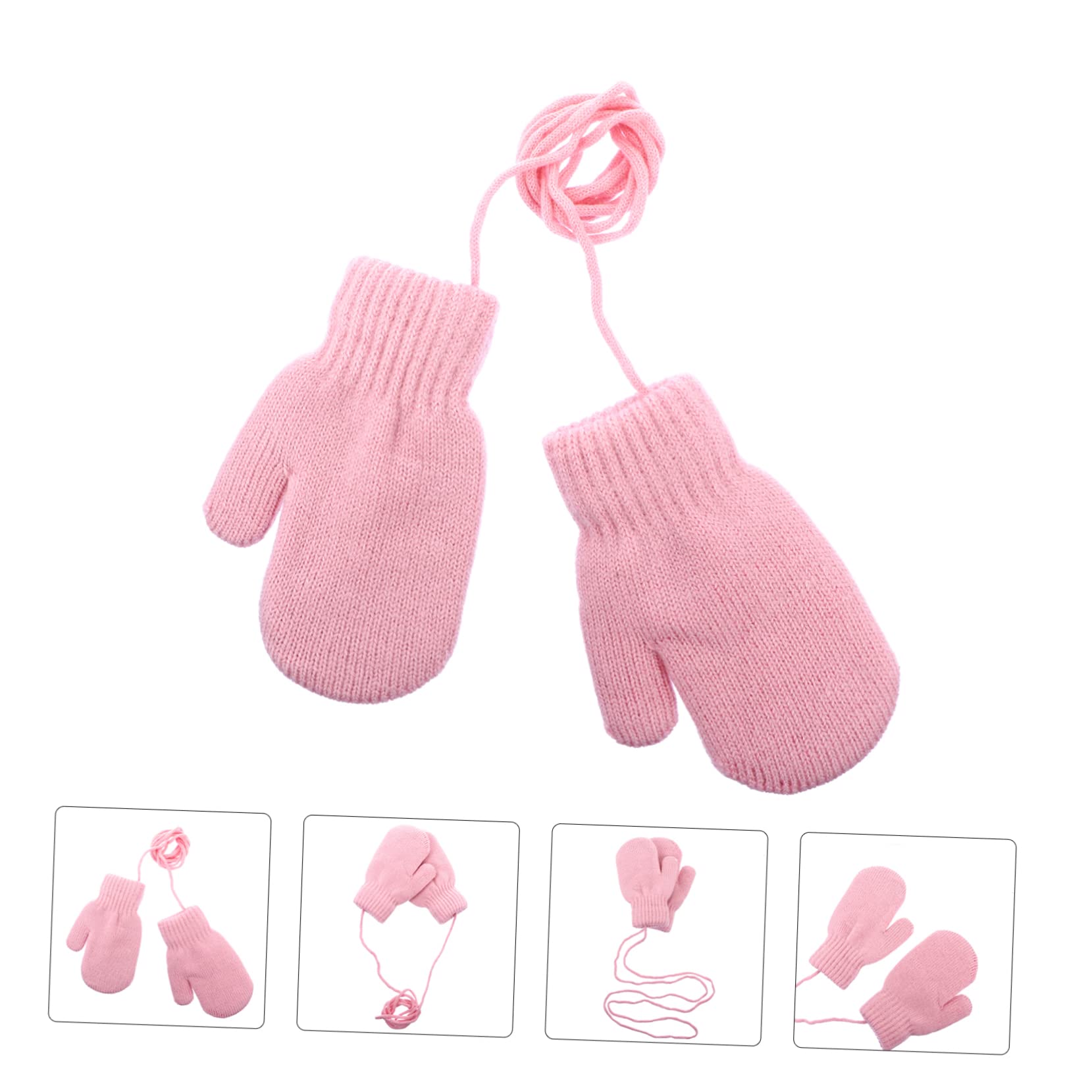 CONGARTENO Elastic Kids Winter Gloves 1 Pair Boys Girls Knitted Warm Mittens Child Toddler Windproof Gloves for Daily Use