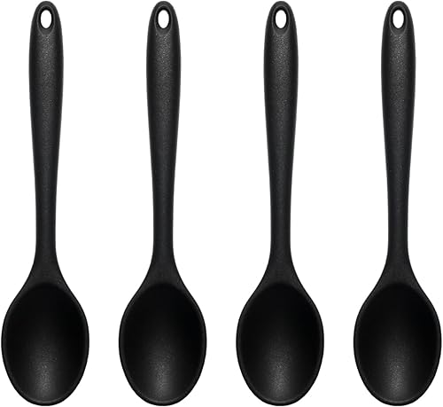 Miniatura 11 de Lilaly 4 piezas cucharas de silicona de 8 pulgadas, Cucharas de silicona para cocina, cucharas de cocina de silicona adecuadas para cocinar,