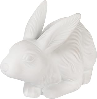 Creative Co-Op Stoneware Rabbit Shaped Lamp with Inline Switch, Bisque White