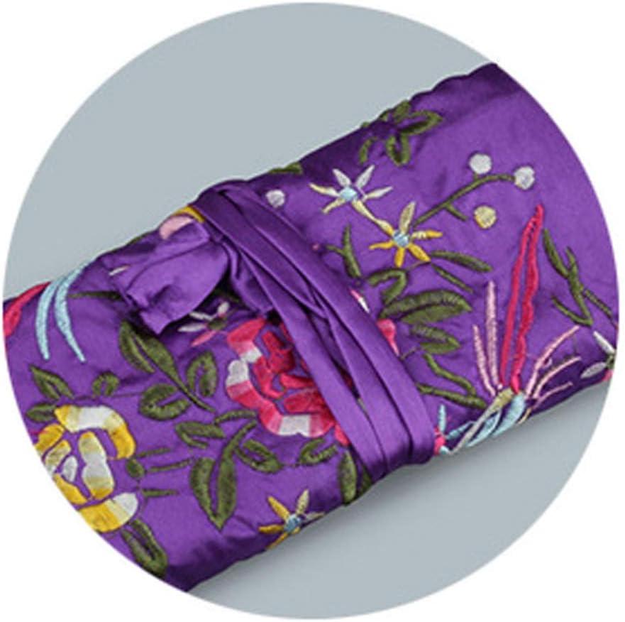 Premium Jewelry Silk Roll Wrap Bags Traditional Silk Travel Chinese Embroidery Jewelry Bag