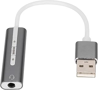 USB External Audio Adapter Virtual 7.1 Surround Sound External Computer Audio Card with 3.5mm Headphone Interface Compatible with Windows Mac PC Laptops Desktops