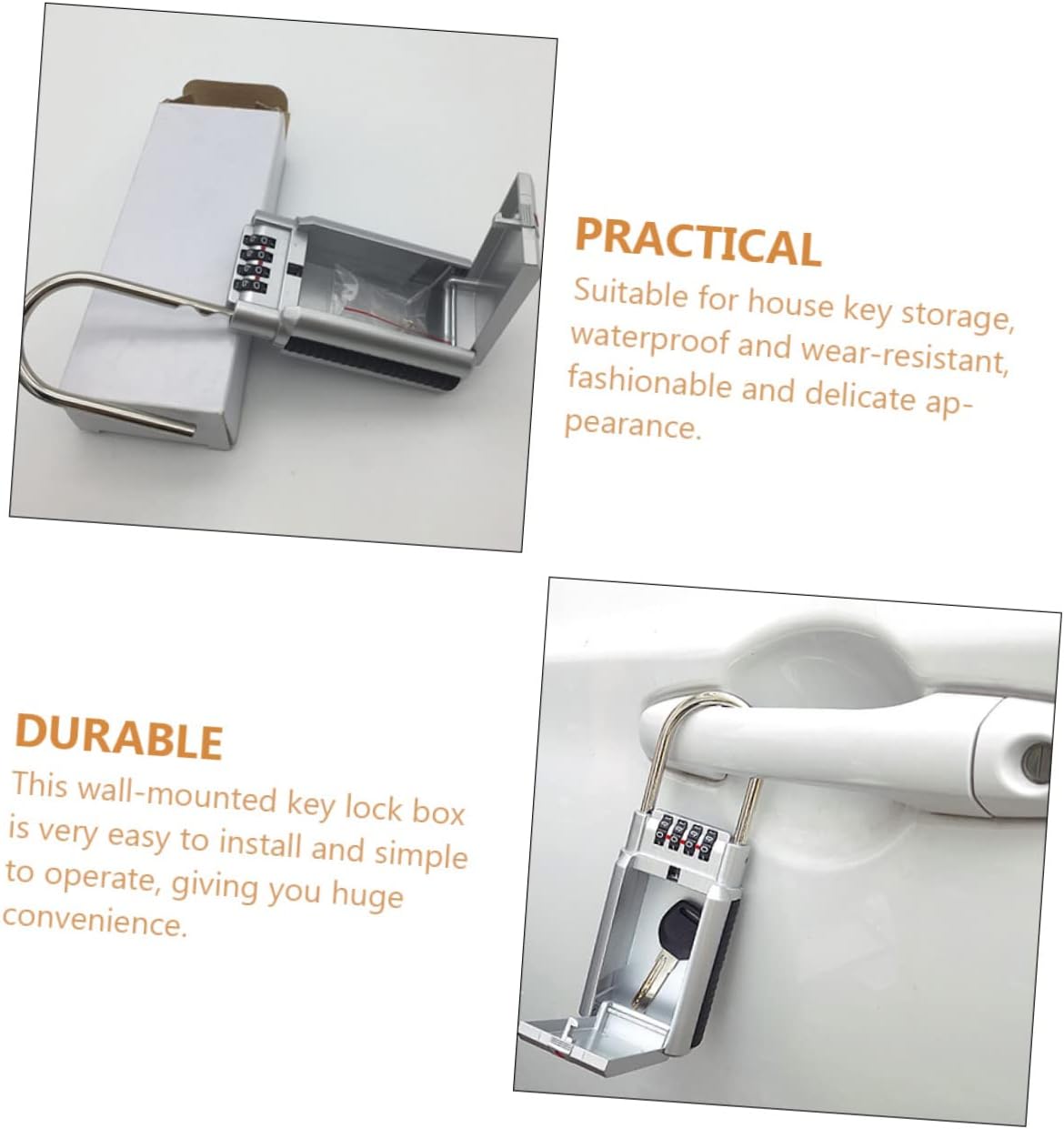 Wall Mounted Combination Key Lock Box Key Storage for Outdoor Use Secure Design for House Keys Easy Installation Finish