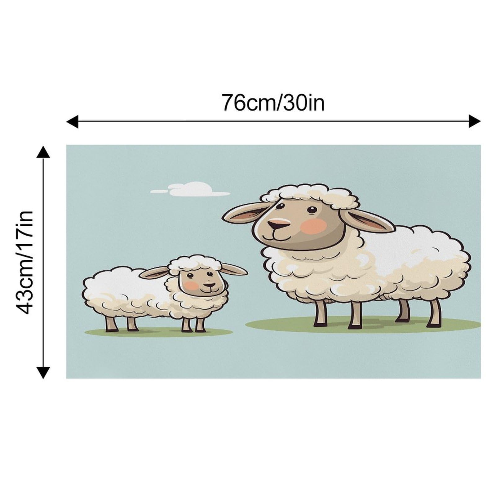 Tapis de nourriture pour chat - Motif mouton et agneau - Antidérapant - Facile à nettoyer pour la nourriture et l'eau - 43,2 x 76,2 cm