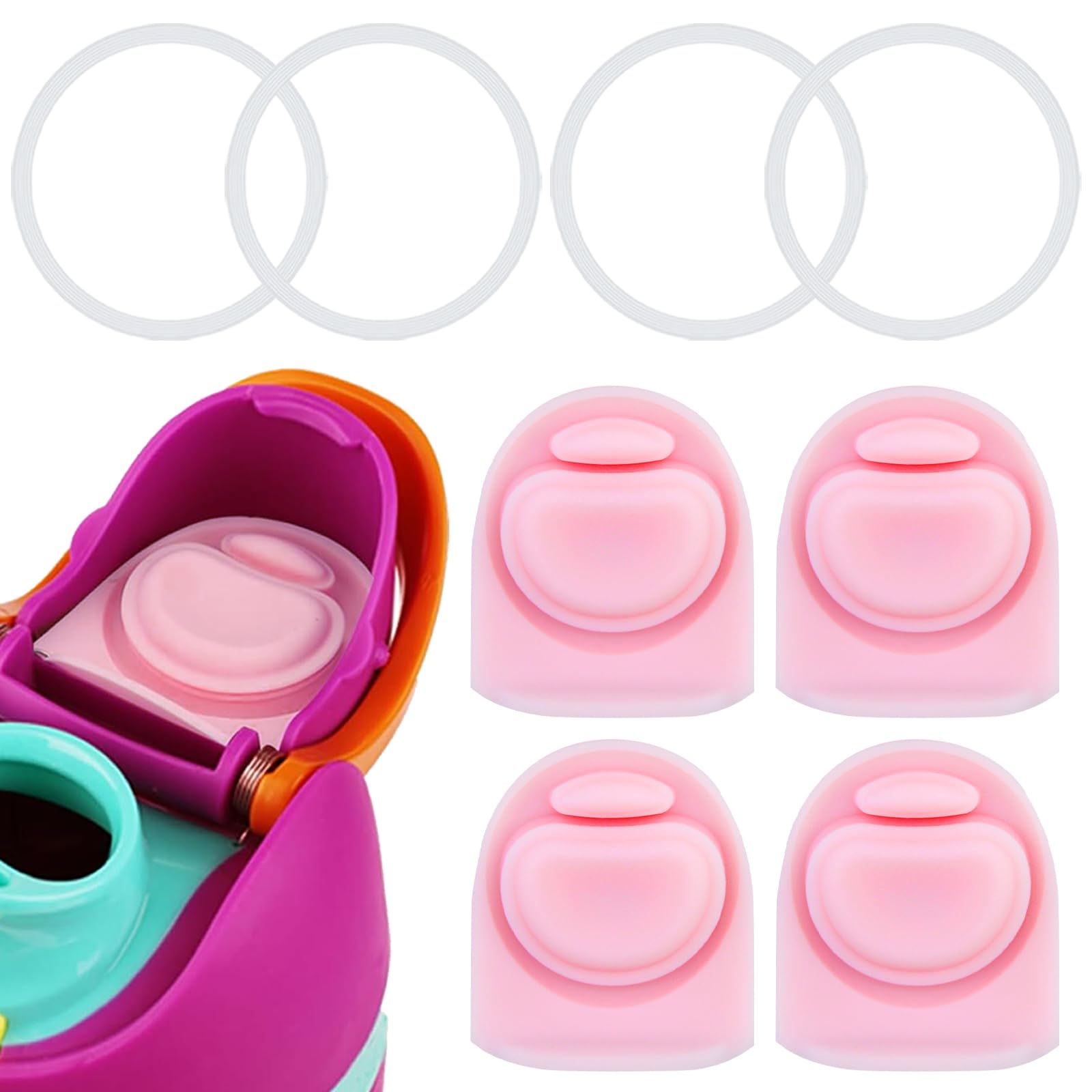 ZONBBEE 4 Sets Replacement Stopper and O Ring Gasket Compatible with Owala FreeSip 24oz 32oz,Water Bottle Lid Insert Cap Rubber Seal Parts for Owala 16/19/24/32/42oz Mouth Piece Accessories VSE1
