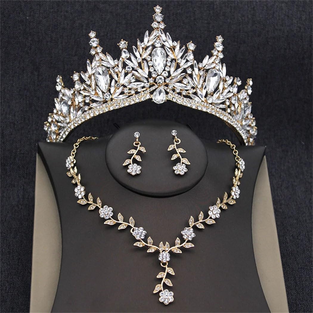 Elegant Bridal Tiaras Sets Luxury Princess Crown Flowers Necklace Earrings Wedding Prom Party Accessories
