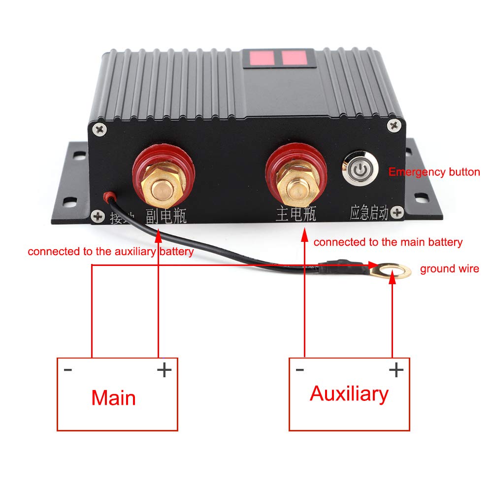 Aislador de batería dual 150 A 12 V 24 V Relé inteligente sensible al voltaje, administrador de batería dual con indicador LED para automóviles, vehículos recreativos,