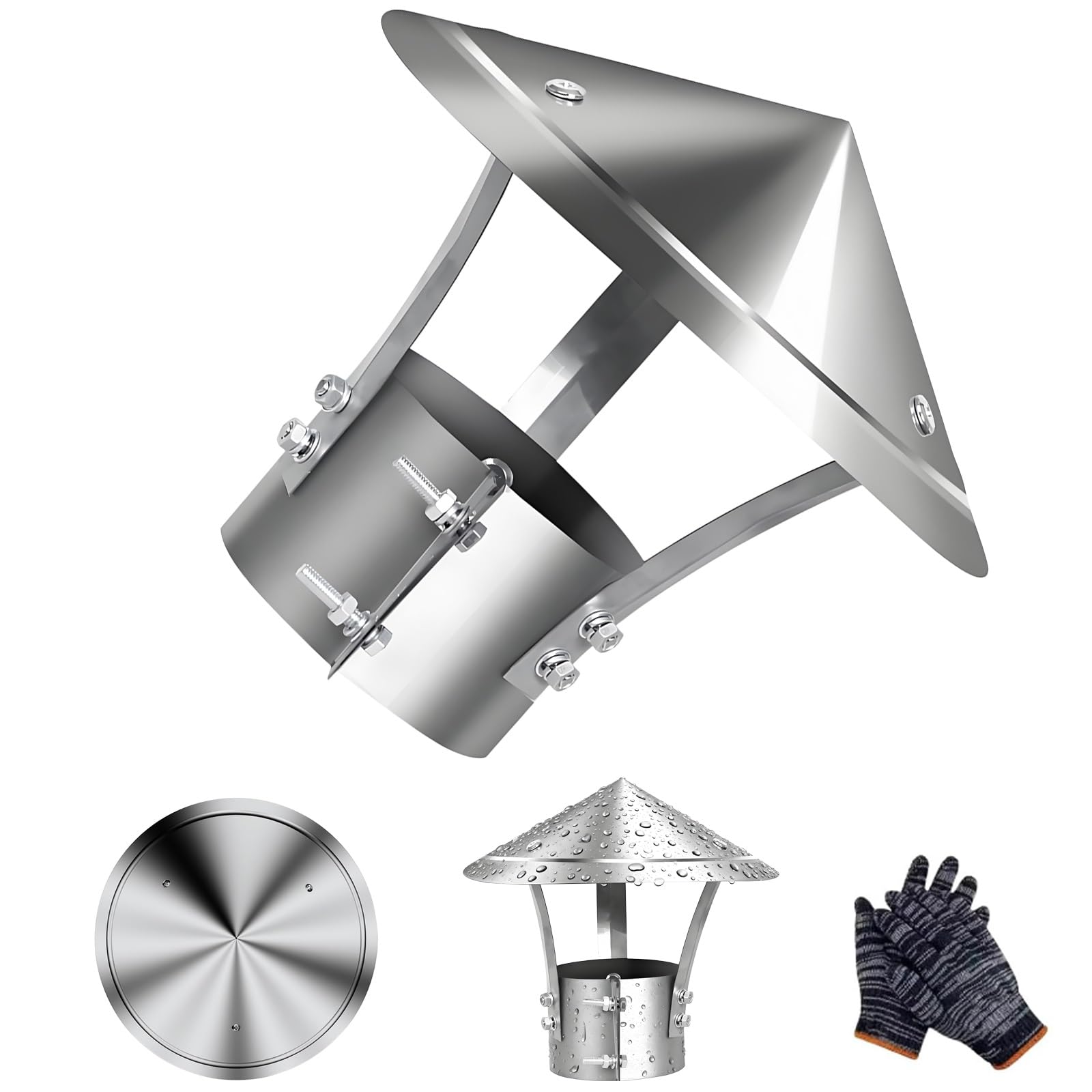 Comignolo rotondo, acciaio inox Cappello per camino, camino Impermeabile alla pioggia copertura, Cappucci per sfiato del tetto Ventilazione ombrello cappello per esterno, Wood/Oil Stove sfiato, Arge