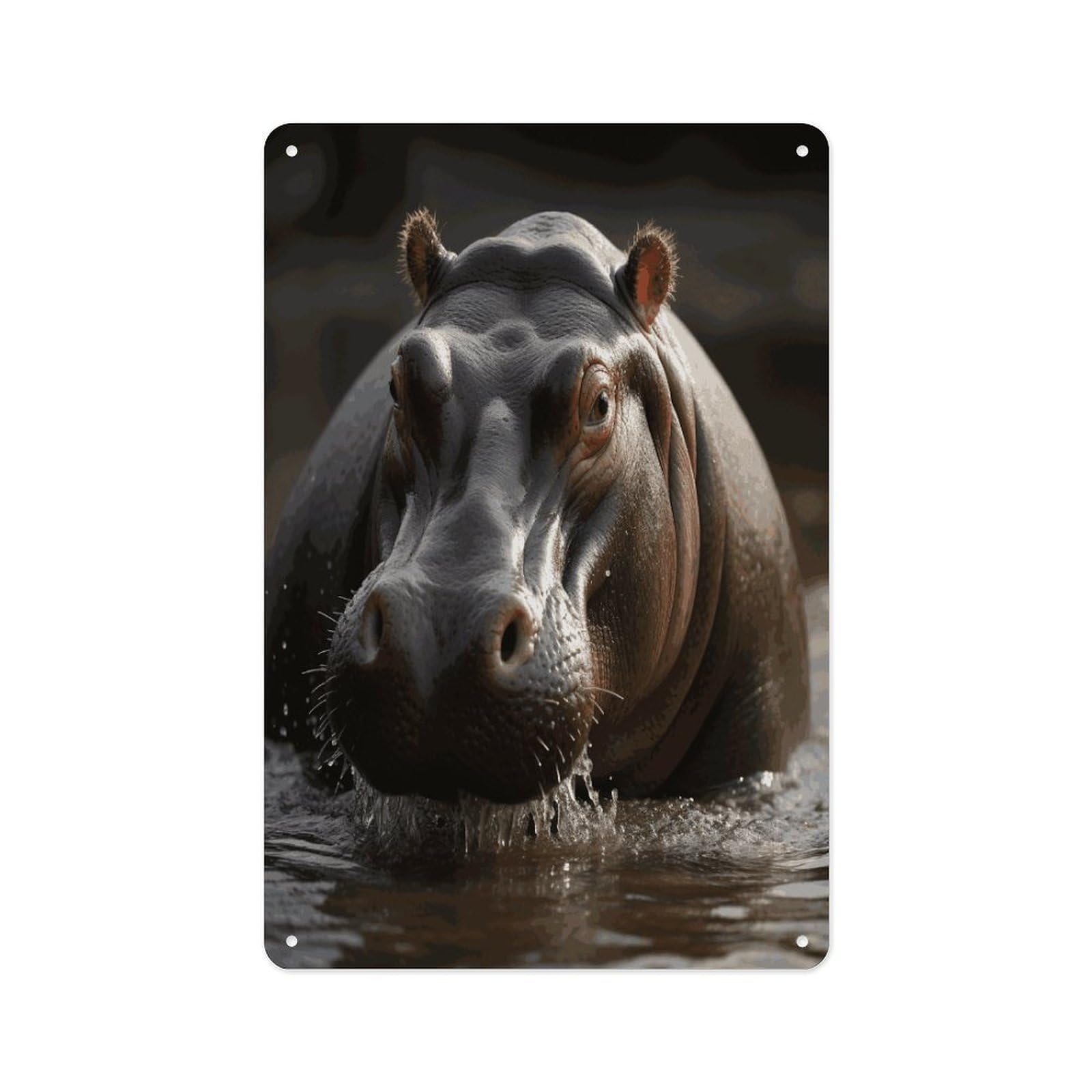 Fekiloot Style Hippo Wall Decor Metal Signs Tin Signs Poster