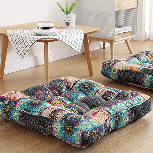 Boho Square Floor Seat Pillows Cushions 22" x 22", Soft
