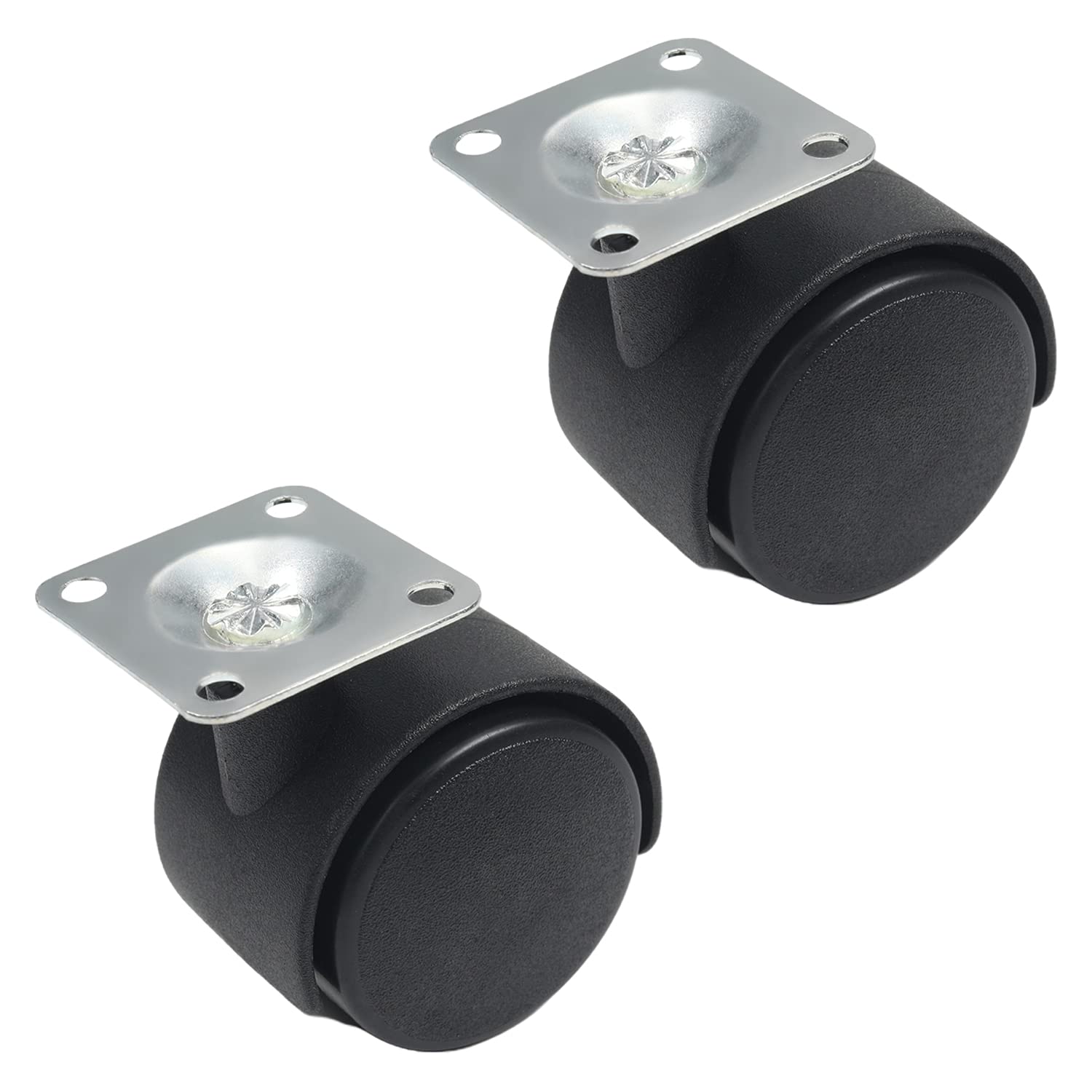 Roulette Pivotante En Nylon Noir Avec Plateau Supérieur - 50mm