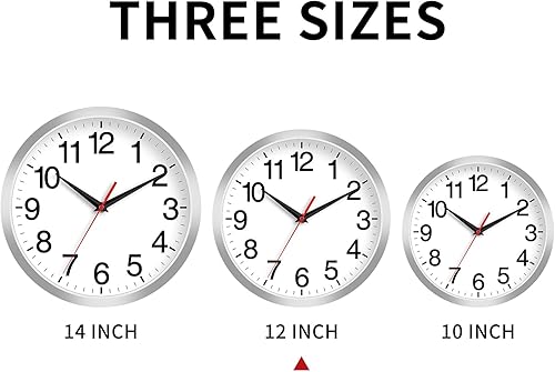 Miniatura 2 de Reloj de pared de 12 pulgadas, moderno reloj de pared a pilas, reloj analógico silencioso sin tictac para dormitorio, cocina, baño, oficina, hogar,