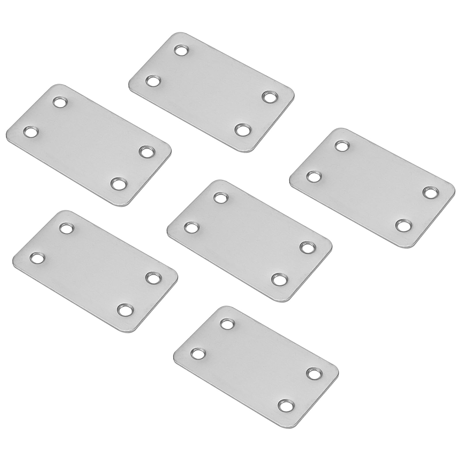 MUKCHAP 24 piastre di giunzione piatte in acciaio inox, 60 x 38 x 1,5 mm, con 96 viti, staffe piatte forate, staffa di supporto dritta piatta in metallo per legno, mobili