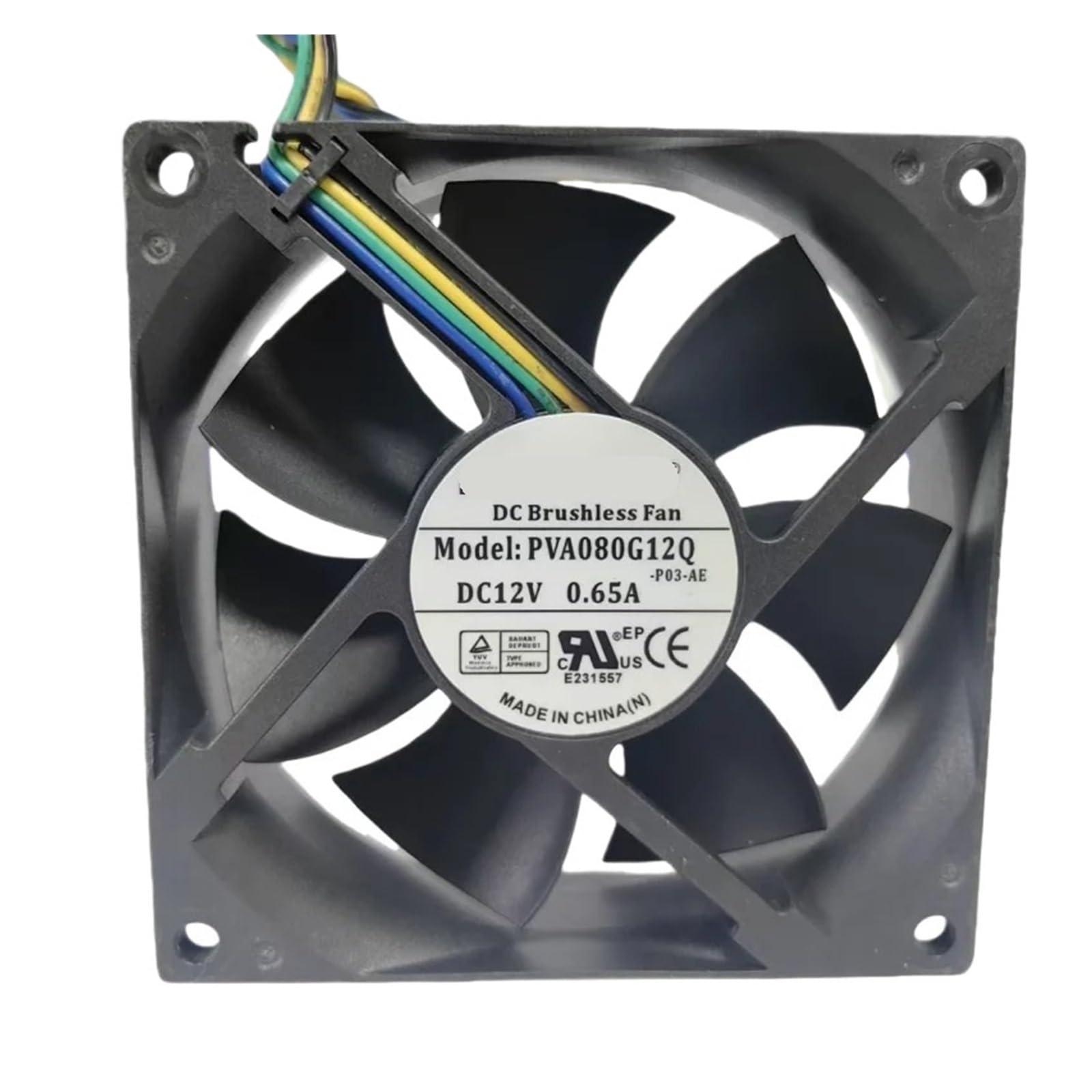 WESAWQGH PVA080G12Q Cooling Fan 12VDC 0.65W 80x80x25mm 4-wire