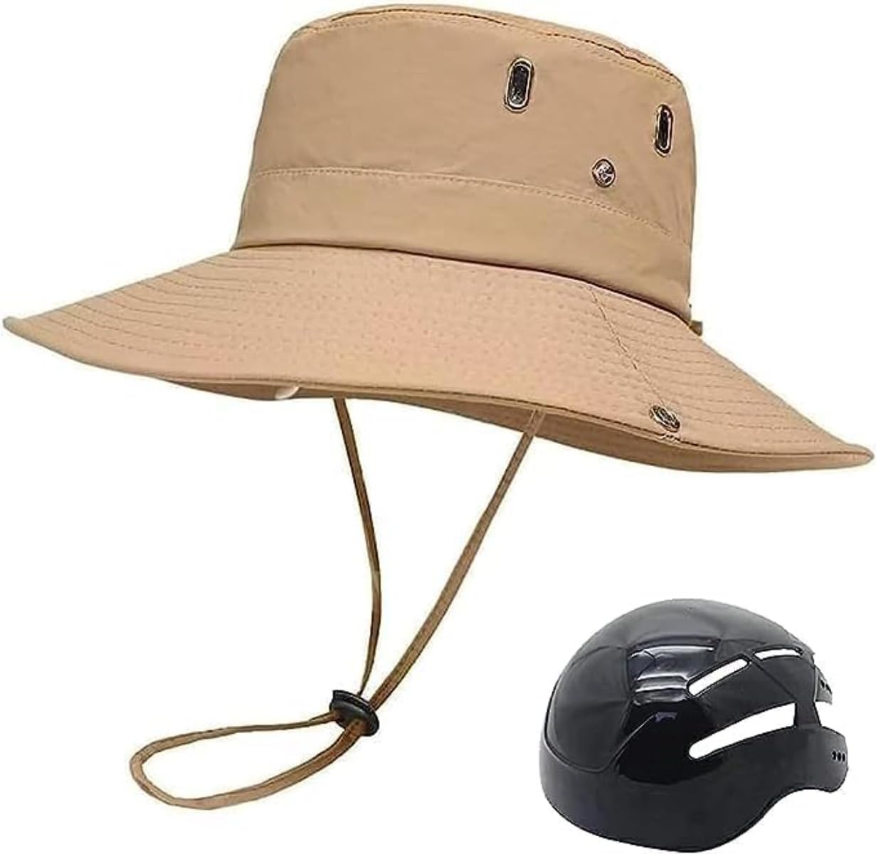 Cycling Helmet for Unisex Adults Bucket Hats with Bike Helmet Fashion Breathable Sunscreen Head Protection Bicycle Helmet Hats Women Adult Khaki