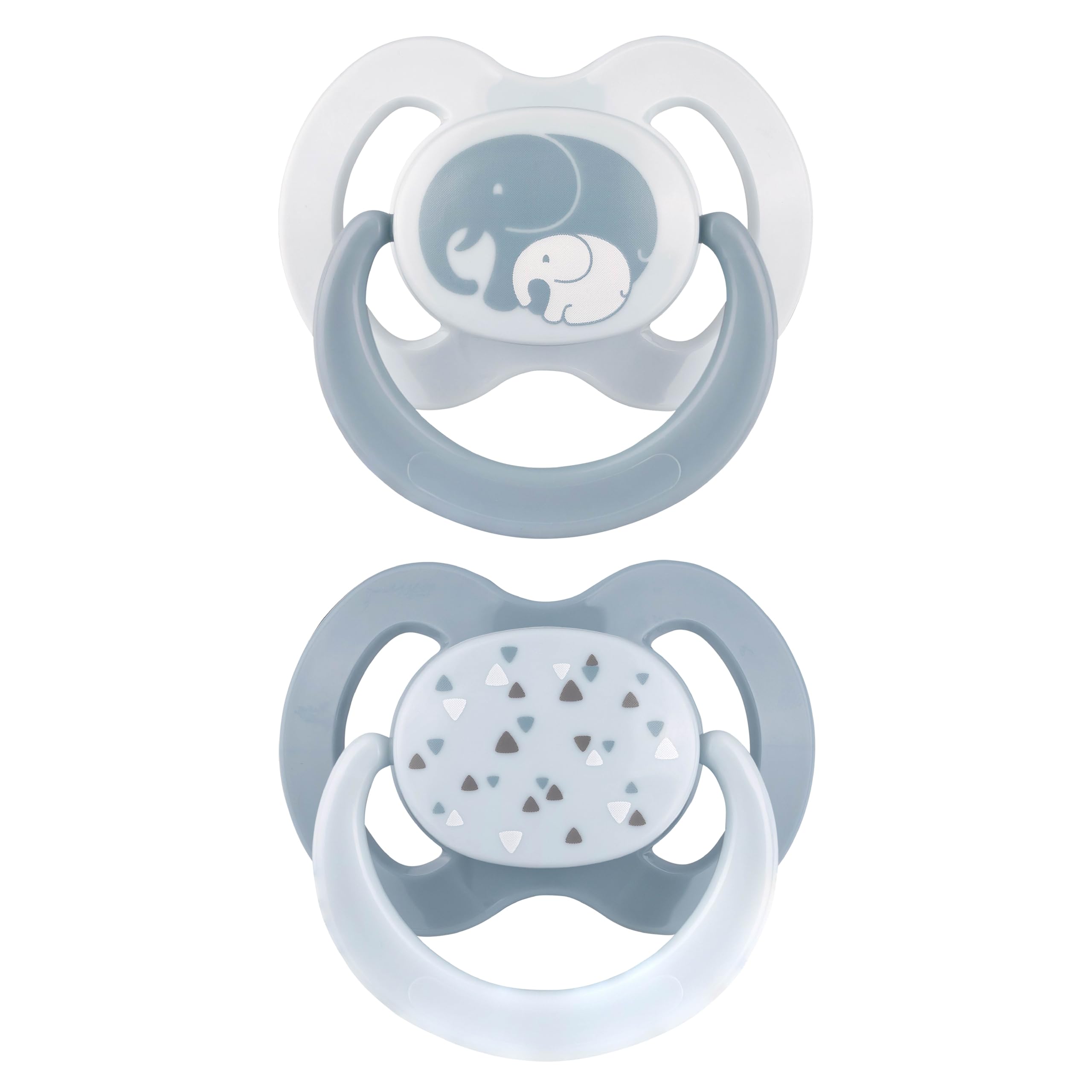 babynova Silikon Schnuller 2er-Set mit Sterilisationsbox - Schnuller Größe 1, 0-6 Monate - kiefergerechter Nuckel – BPA-frei – Made in Germany - Elefanten