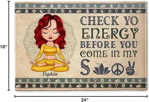 Vista 10 de Tapete personalizado con texto en inglés «Check Yo Energy Before You Come in My Space», decoración del hogar, cumpleaños, regalo de amor para ti 5