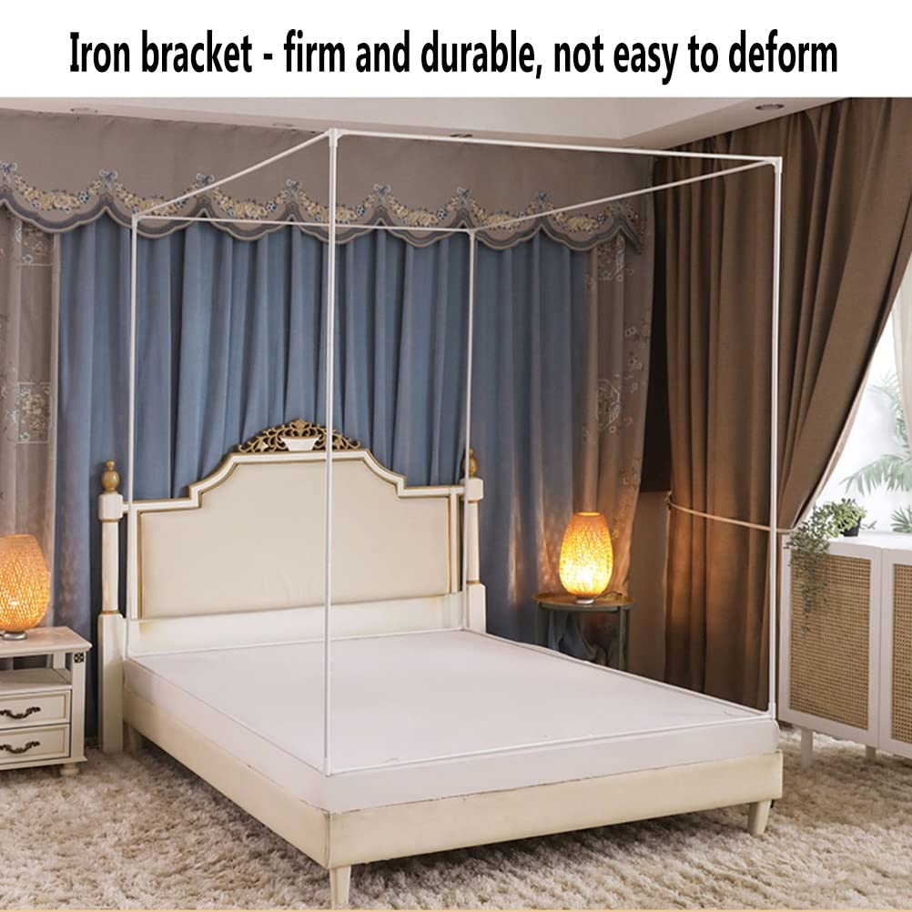 2-in-1 Baldachin Moskitonetz mit Metallstütze Schlafzimmer Dekoration Einzel Doppelbett Bett Vorhang geeignet