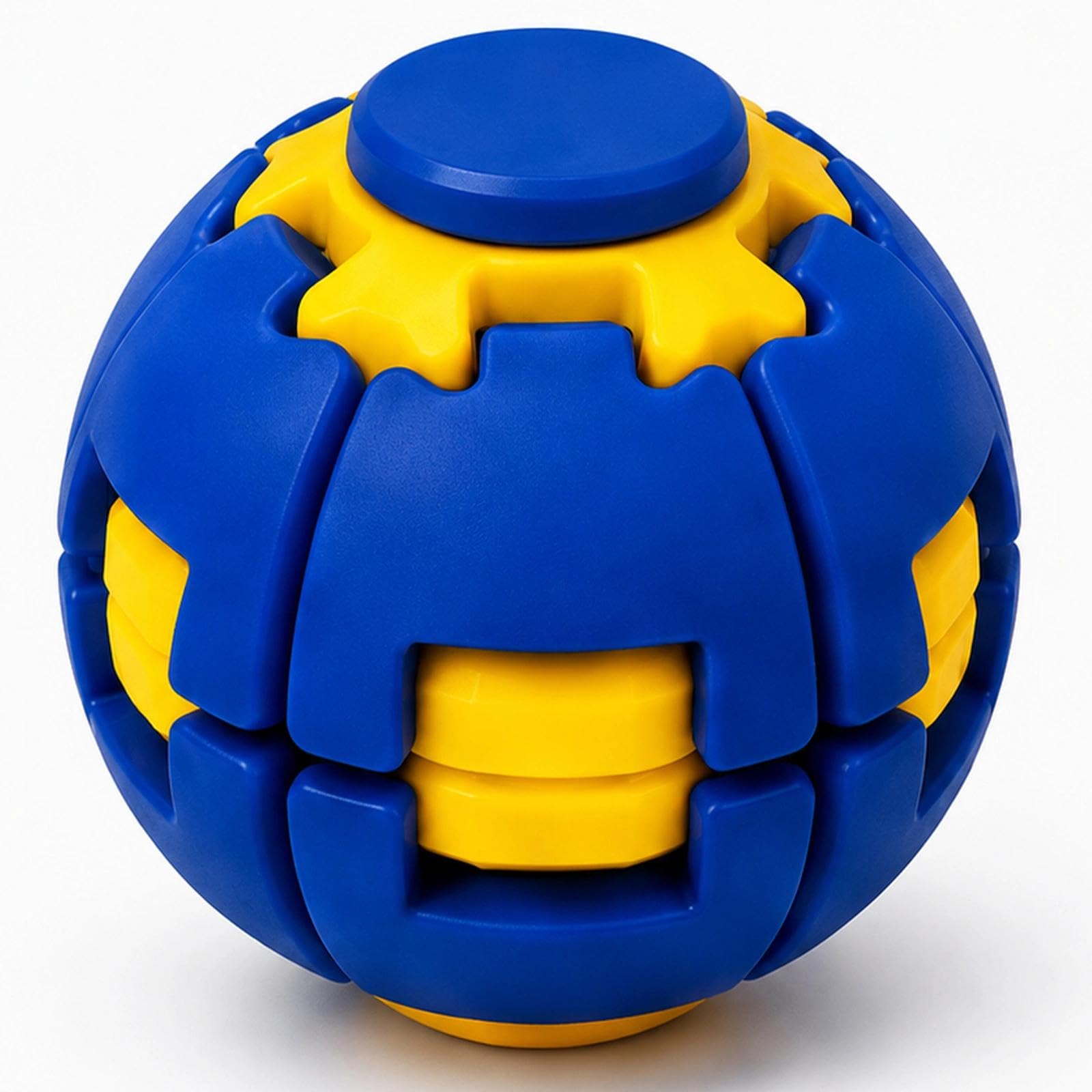 Blue Fidget Ball Spinner, 3D Printed Press to Spin & Rotate Desk