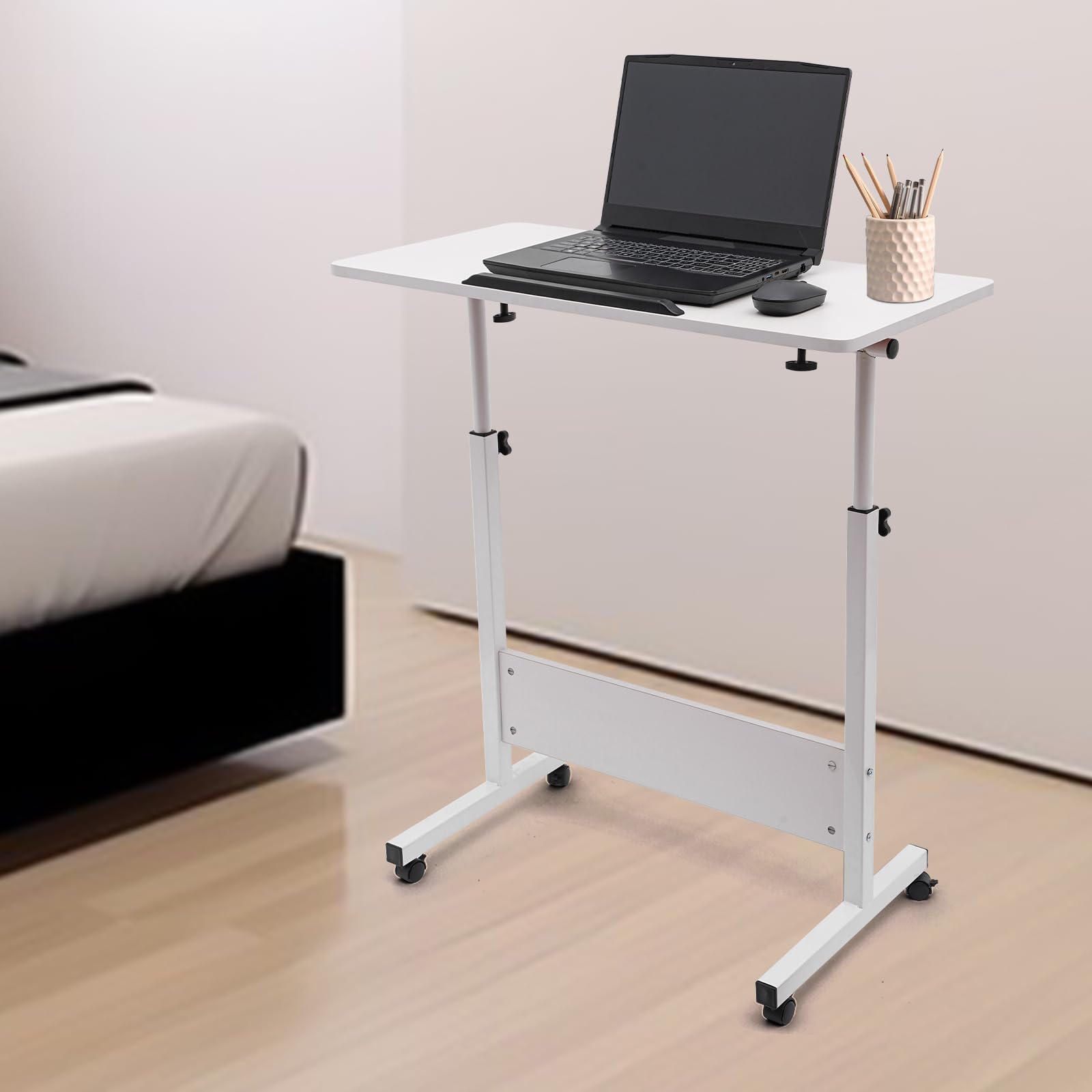 Rolling Computer Stand with Adjtable Height Laptop Desk Computer Home Office Desk Adjtable Height Standing Desk Small Rolling — view 5