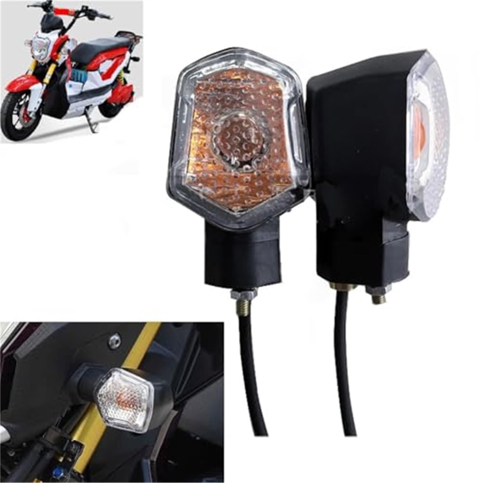 Przednie tylne kierunkowskazy, dla Zoomer-X ZUMA 110C MSX125 Kierunkowskazy motocykla Włącz lampkę kontrolną 12V 10W Kierunkowskaz z przodu i tyłu motocykla(BLACK Front Pair)