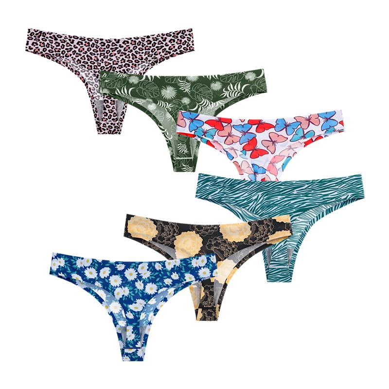 Mutande 6 Pack Women Sports Senza Soluzione di continuità Ice Silk Thong di Seta, Plus Size