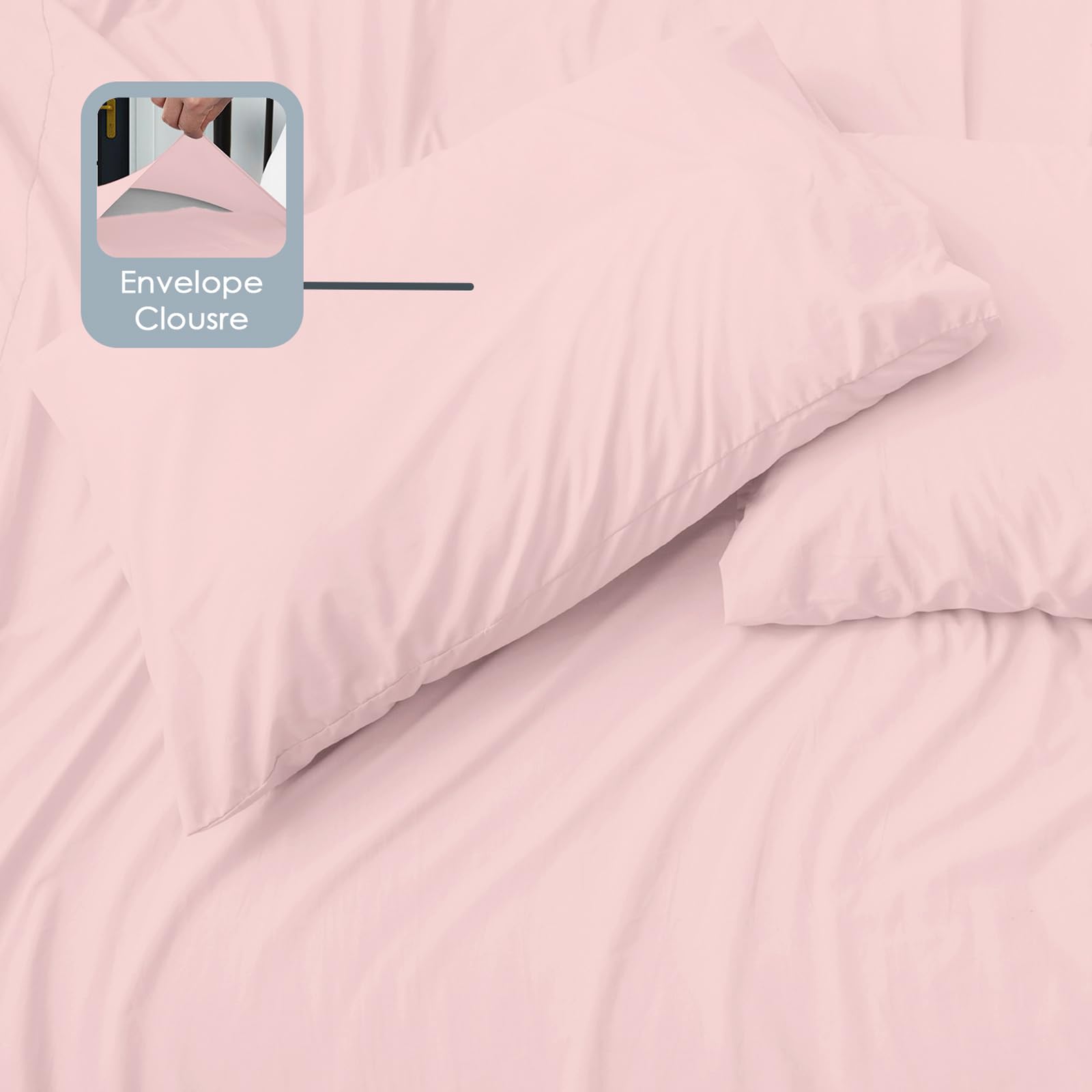 Pizuna Luxurios Cotton Housewife Pillowcases 2 Pack Light Pink 48x74cm - Image 3