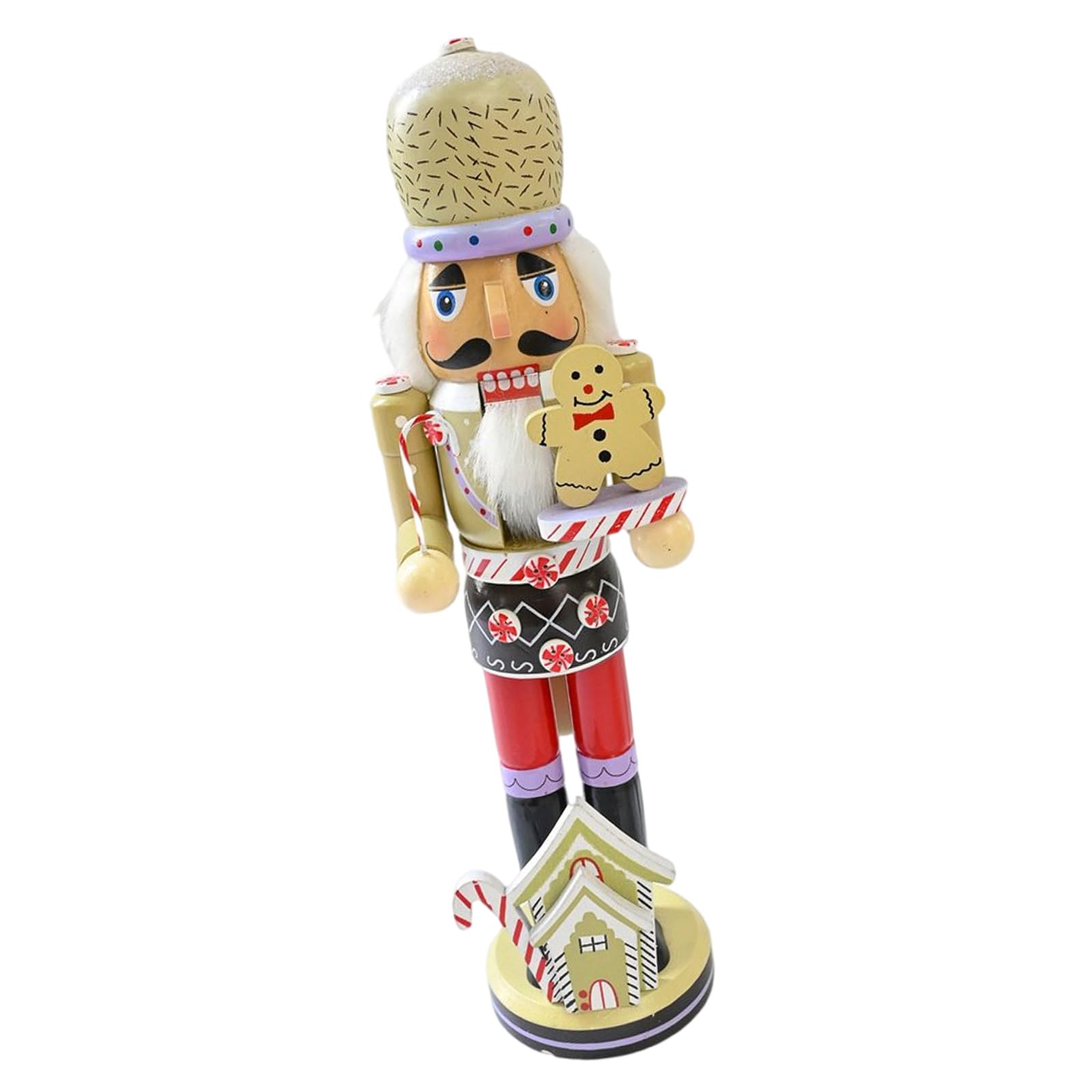 Hsioluted Festival Table Patriotic Ornament Christmas Wood Nutcrackers Soldier 38cm Tabletop Ornament Festival Decorations Collectible Soldier Figurine