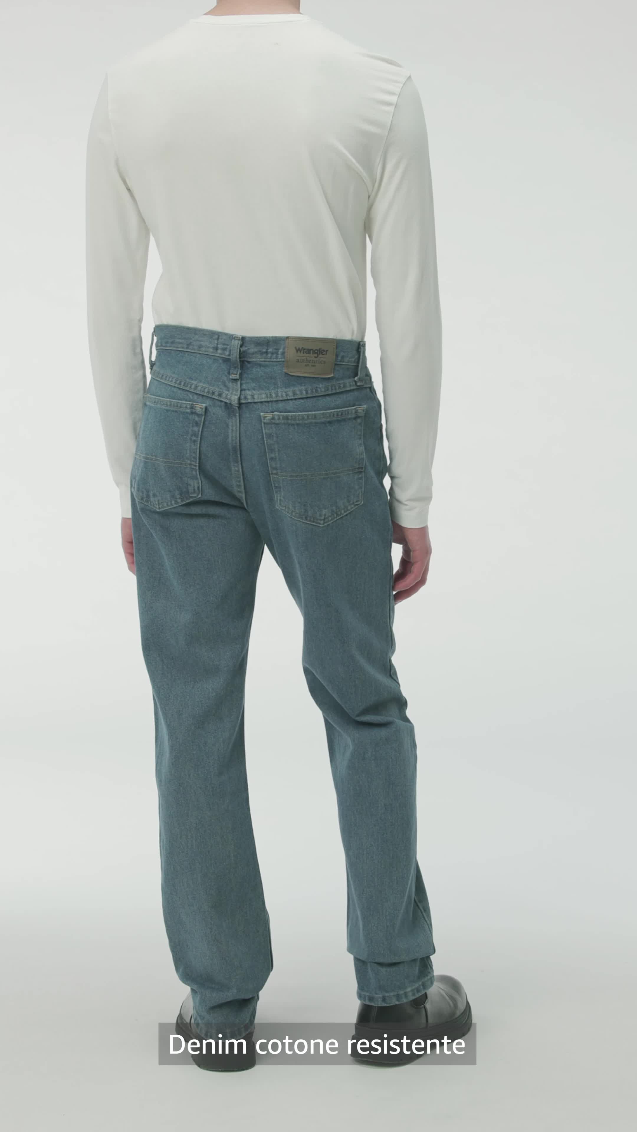 Jeans Uomo Wrangler Authentics 5 Tasche | Vestibilità Rilassata E Coscia Comoda | Dark Stonewash | Taglia 46W X 34L