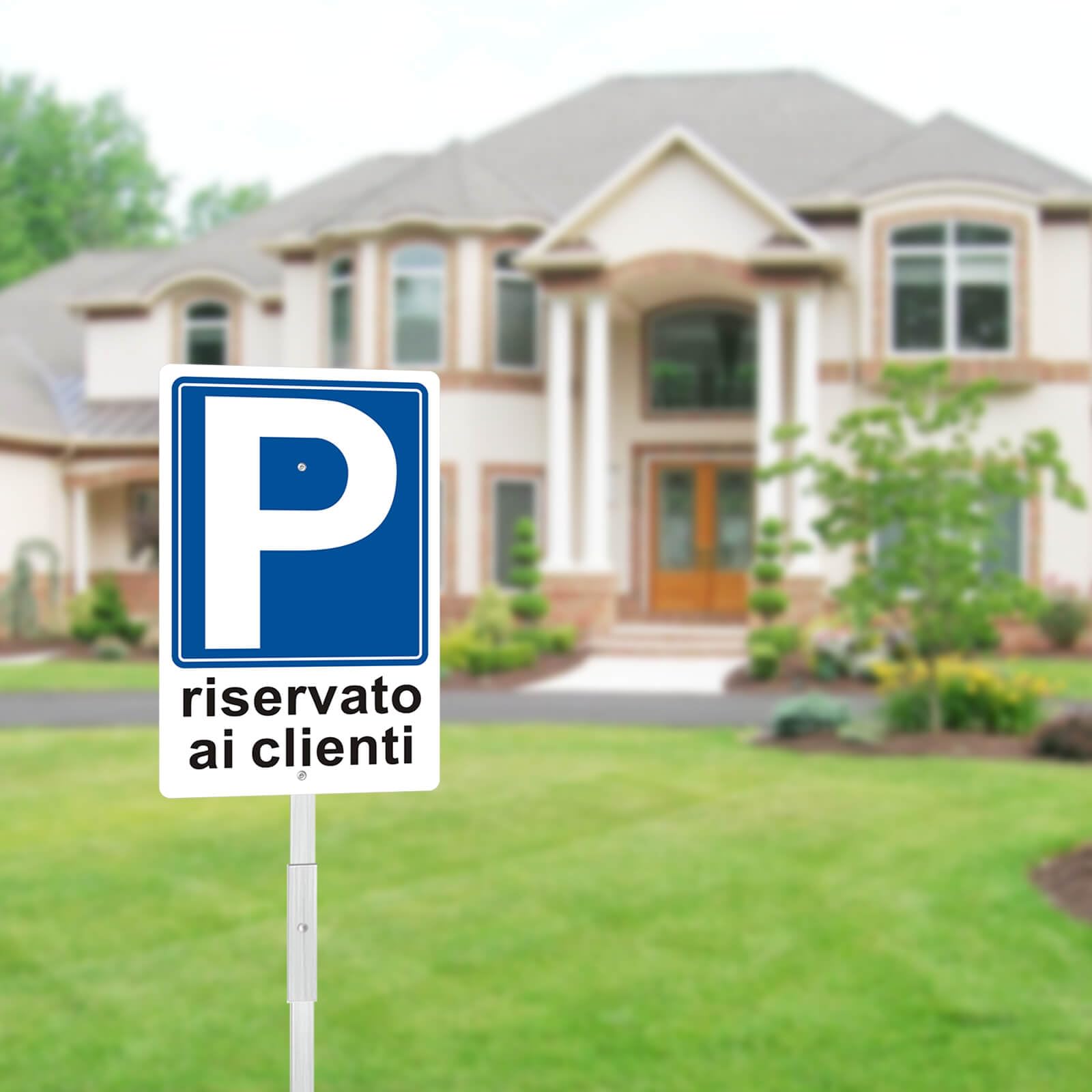Felexdo Cartello Riservato Ai Clienti Parcheggio Privato con Staffa 20x30 Segnale di divieto di sosta in Alluminio Resistente UV Impermeabile Facile