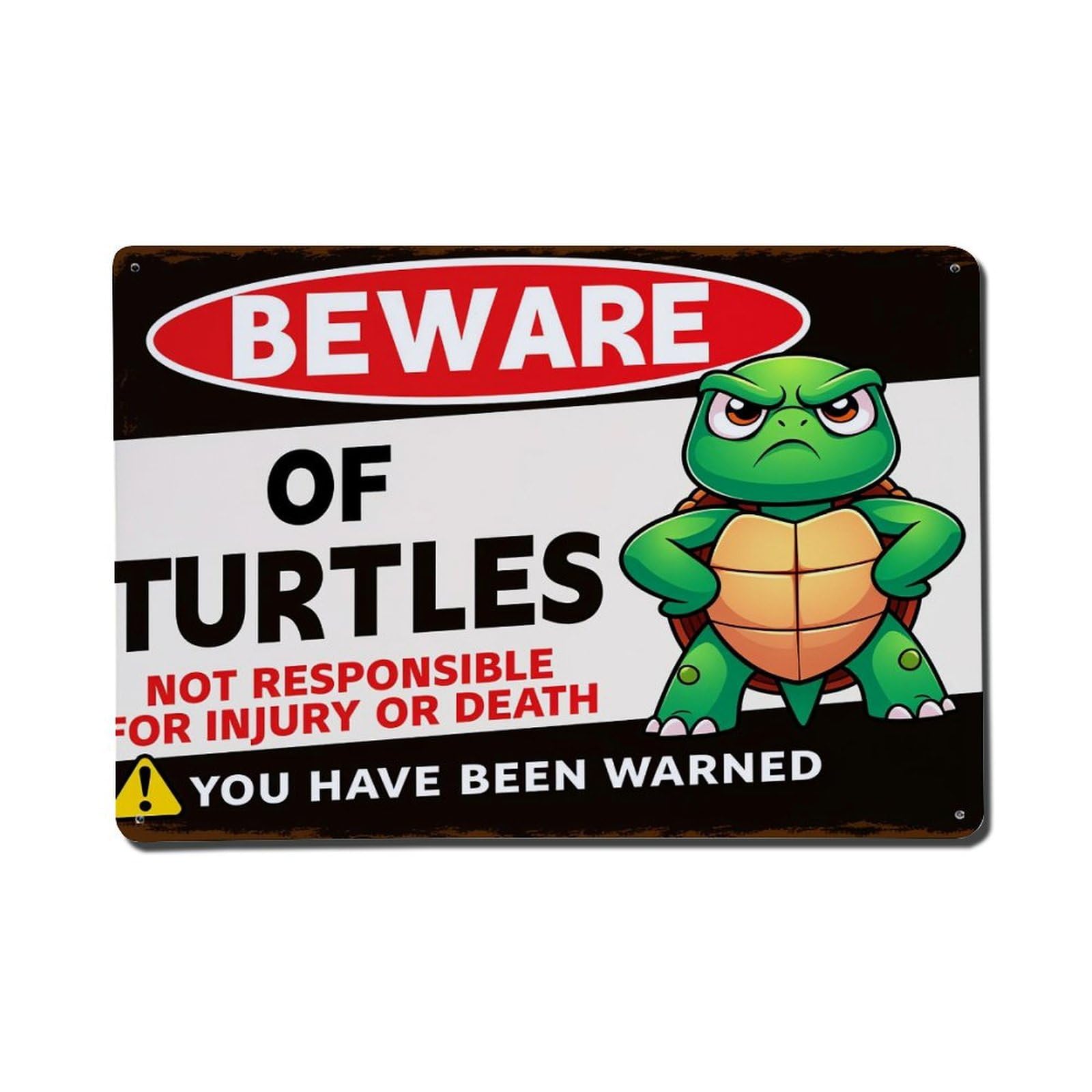 Enderetf Vintage Beware Of Turtles Warning Sign Tin Sign Metal Poster, Home Bar Garage Man Cave Cafe Indoor & Outdoor Wall Decoration 8X12inches