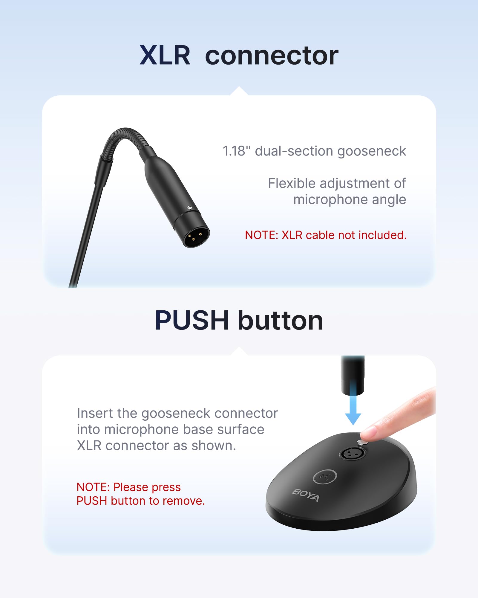 BOYA BY-GM18CU - Micrófono condensador de cuello de cisne de 18 pulgadas con base USB, micrófonos de podio para computadora, monitoreo en tiempo real, micrófono de escritorio para videoconferencias,