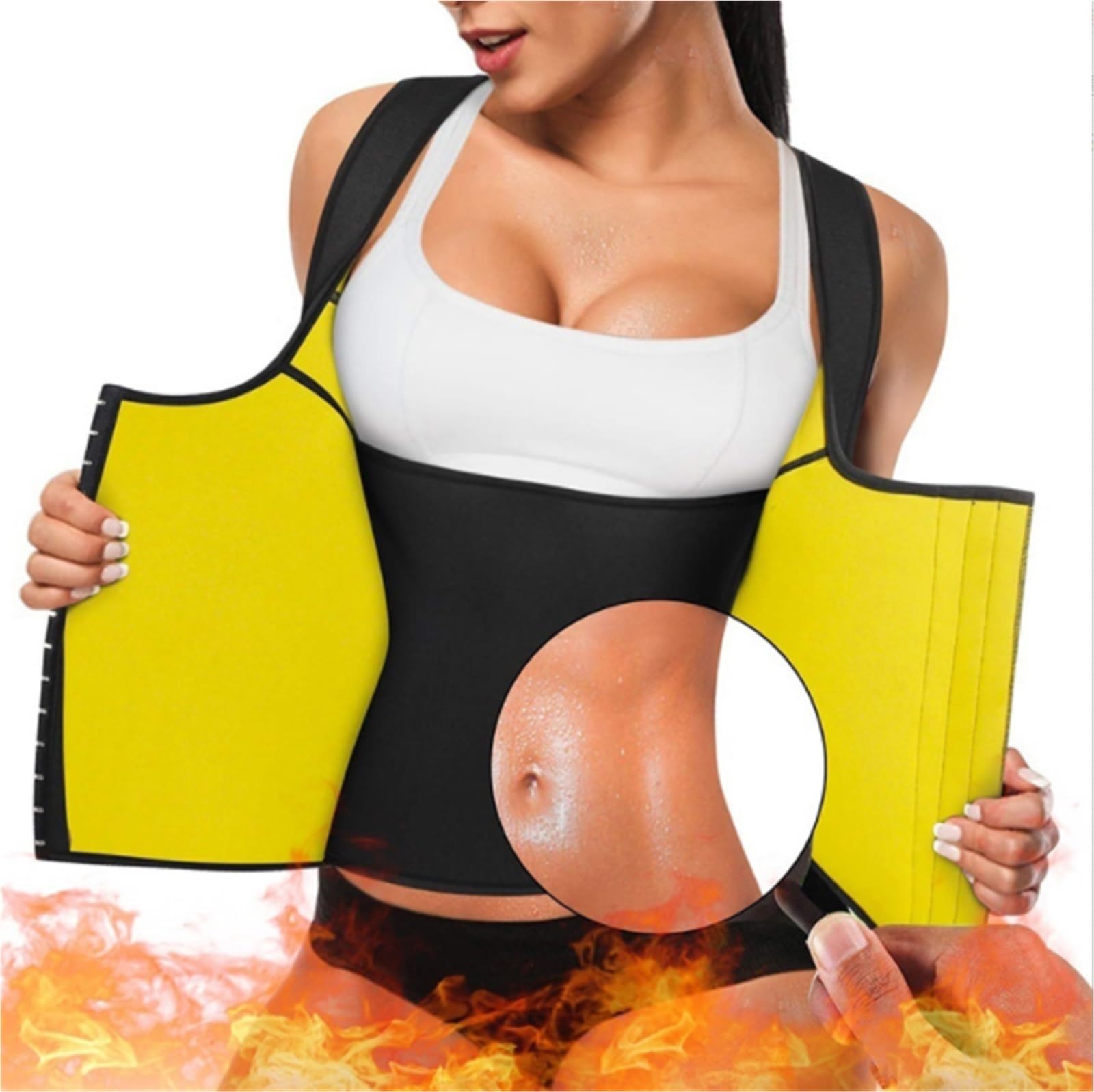 TTDGYYXW Supporto per la Schiena Vita Trainer Corsetto Perdita di Peso Gilet Fitness Donna Cintura di Supporto per Tuta da Sauna Nera (5XL)