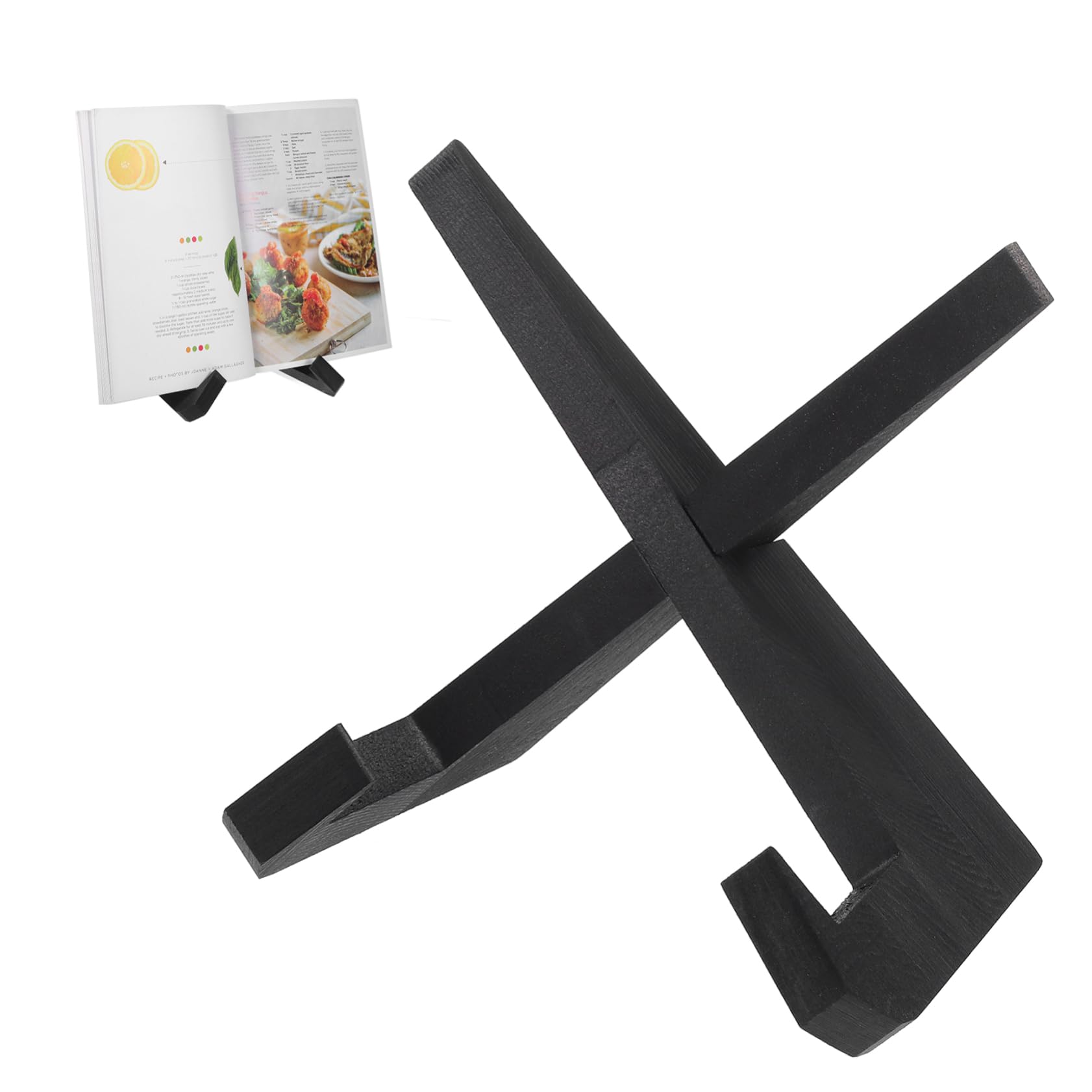 STOBAZA Rustic Wooden Cookbook Holder Reading Stand for Desk and Kitchen Space Saving Display Rack for Cookbooks Tablets and Vinyls Reduces Neck Strain