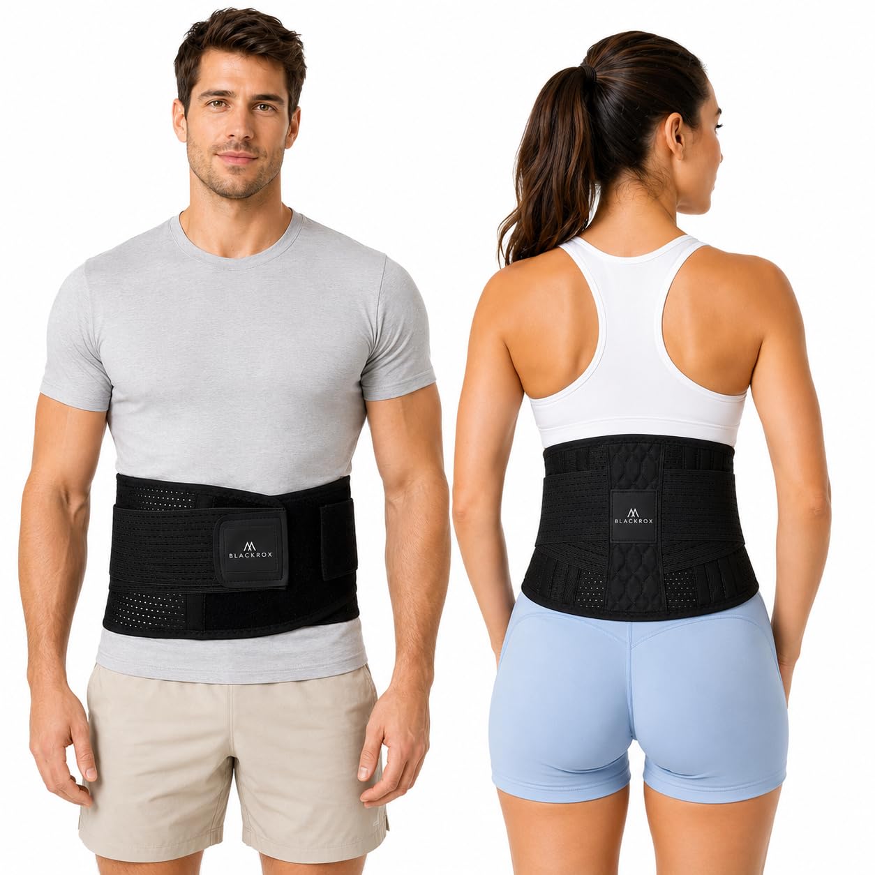 BLACKROX Rückenbandage Lendenwirbelstütze LUMBAROX Gürtel Stützgürtel Lendenwirbel Rücken Gurt für Männer und Frauen Stabilisierung rücken geradehalter Rückengurt Rückenstützgürtel (XL, Schwarz)