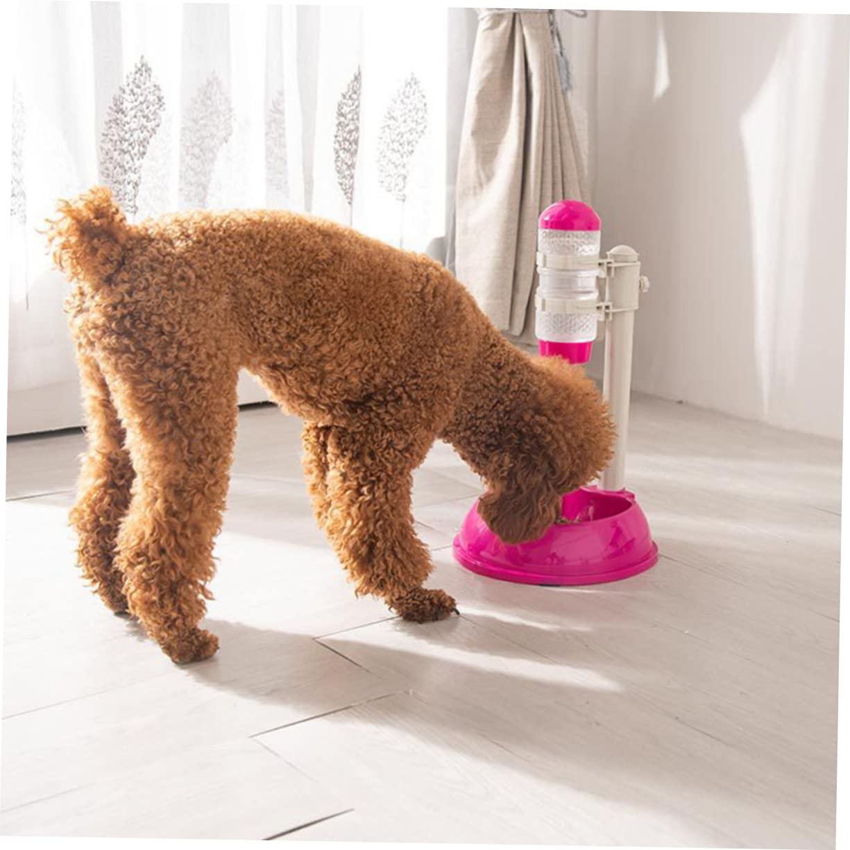 Happyyami Pet Water Dispenser Feeding Bowl 500ml Capacity Auto Feeder Roller Ball Nozzle Easy Cleaning