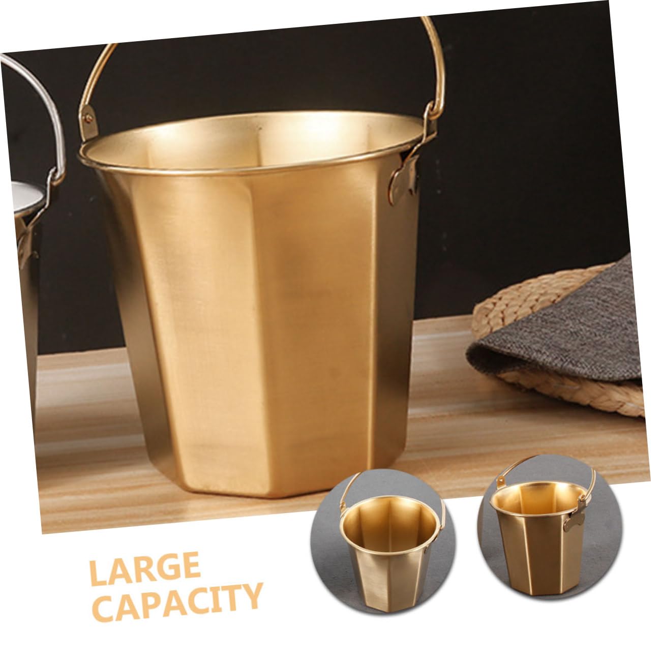 BESPORTBLE 3 Pièces seau de camping seau d'alimentation seau à plâtre récipient à huile seau à huile seaux d'eau Seau en acier inoxydable Seau à poignée godet capacité récipient à lait