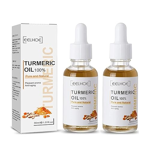 Paquete de 2 aceites de suero corrector de manchas oscuras de cúrcuma, suero reparador facial, cúrcuma natural brillante para el cuidado de la piel,