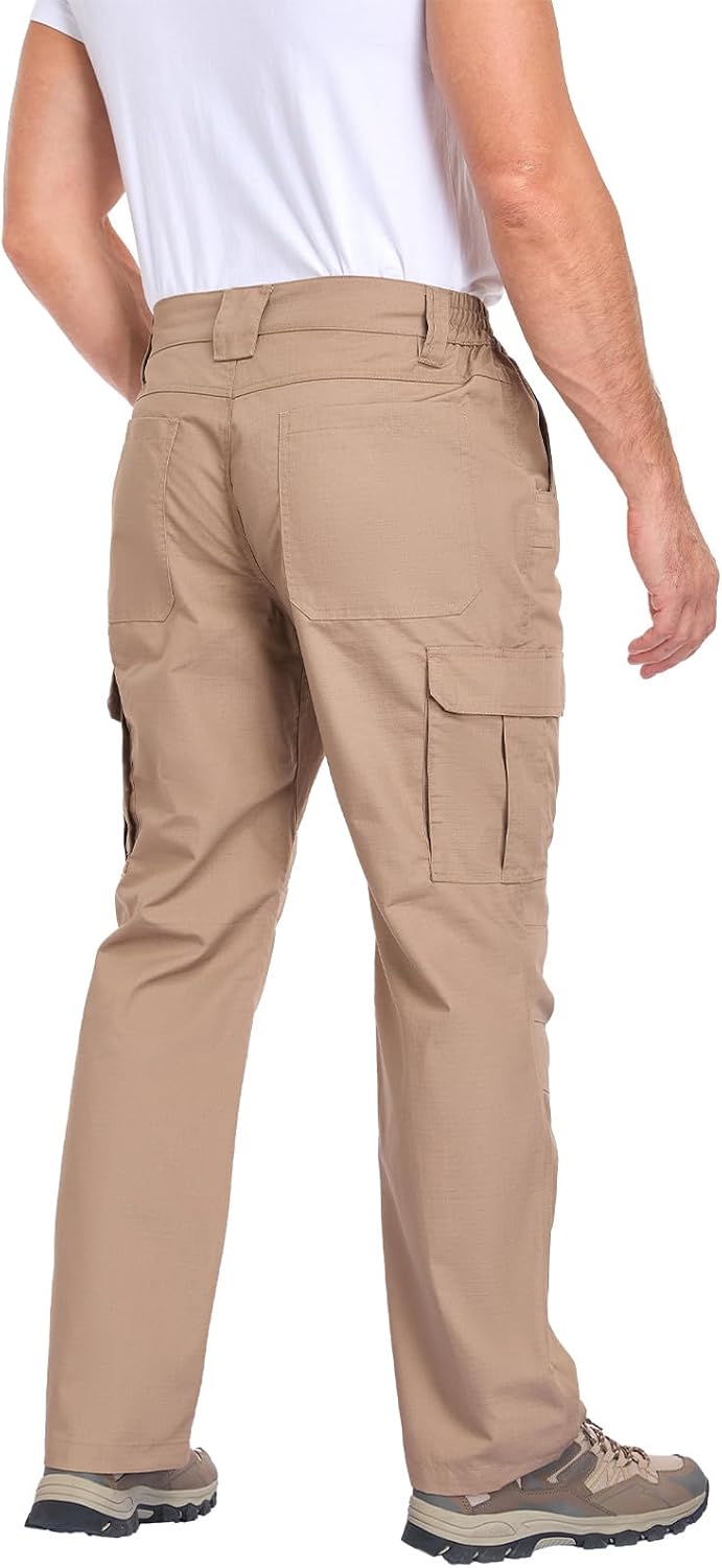 Work Cargo Pants for Men, Tactical Ripstop Pants with 10 Pockets, Hiking Water Resistant Lightweight