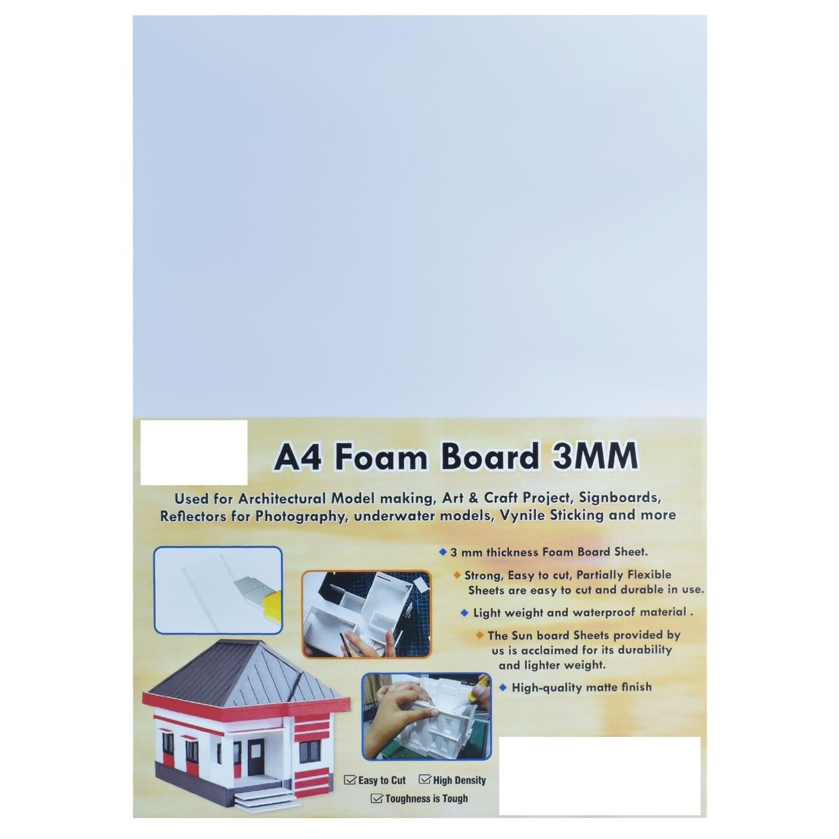 AadyaCrafts A4 Foam Board White Sheets, 3MM Thickness, Set of 3 Pieces, Easy to Cut, Flexible, Lightweight, Waterproof AFBA43MM