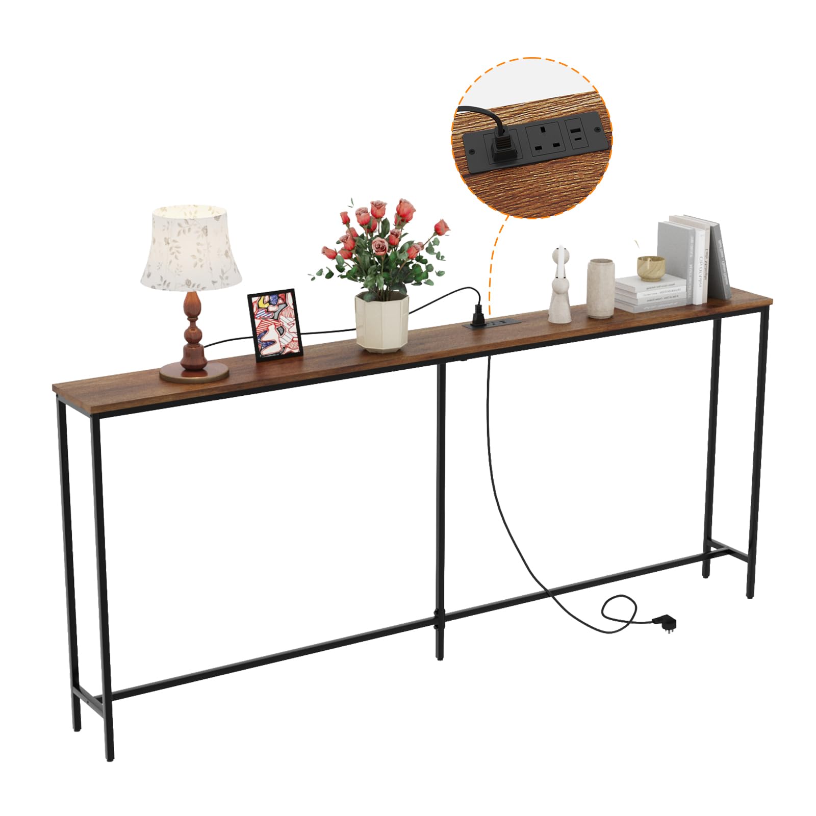 Bonnlo Console Table for Hallway Slim, 180cm Long Sofa table with Outlets โ image 1