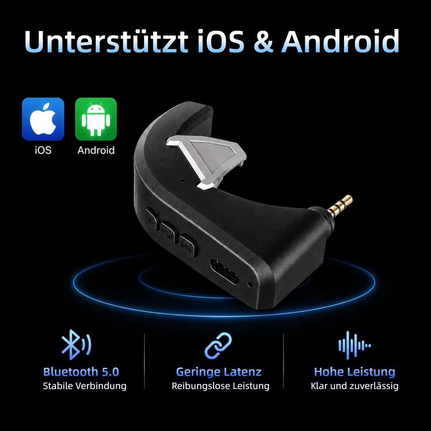 Adaptador Bluetooth para Bose QuietComfort 3, color negro | Añade audio Bluetooth a los auriculares Bose QC3, con soporte AptX, micrófono integrado y controles de volumen