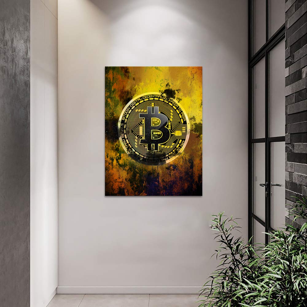 Amazon.com: Bitcoin Wall Art - Hodl Crypto Motivational Canvas Print,  Framed Blockchain Quotes Decor for Office Bedroom, Wooden Frame Ready to  Hang (18